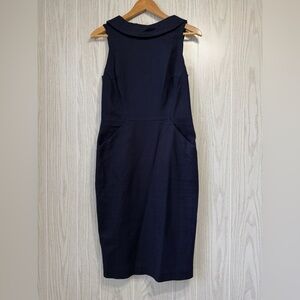 Boden Sleeveless Navy Shift Dress Collar Detail UK 10 US 6